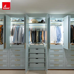 Fabricantes Chinos Suministran Armarios Modernos y Duraderos con Diseño Combinado en <span class=keywords><strong>Azul</strong></span> con Luz LED y Barra de Colgar Fija para Casa Personalizada - Product Image 1