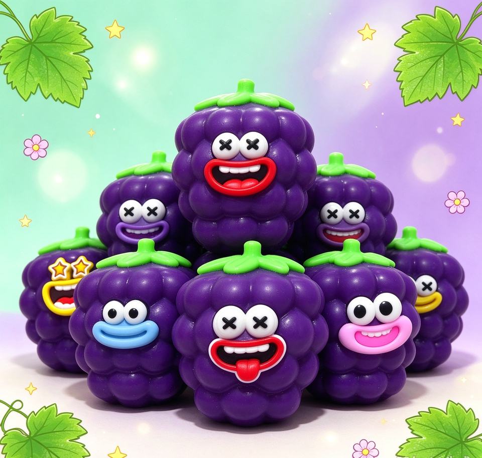 Frute Blocks Funny Face Fruit Grape Building Block Stress Ball, Simulated Grape Slow ...