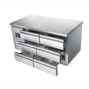 Có thể điều chỉnh thép không gỉ bàn làm việc tủ lạnh 6/9 ngăn kéo không khí trực tiếp <span class=keywords><strong>undercounter</strong></span> nhà bếp tủ đông cho bar hiển thị trường hợp - Product Image 5