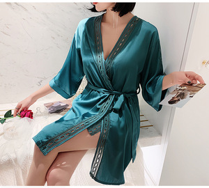 Fashion White Nightgown With Robe Hollow Back Solid Lace <strong>Transparent</strong> <strong>Night</strong> <strong>Gown</strong> Two Piece Suit Short Robe Sets - Product Image 5