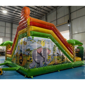 Thương mại ngoài trời Safari động vật chủ đề xương rồng Combo bouncy nhảy lâu đài Inflatable với Slide cho trẻ em Inflatable nhà bị trả lại - Product Image 3