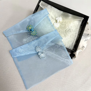 Logo Printed Blue Organza <b>Envelope</b> Jewelry <b>Gift</b> Packaging Luxury Organza <b>Envelope</b> Pouch - Product Image 4