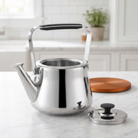 Bouilloire sifflante en acier inoxydable 1,5L/2L/3L, finition miroir poli, fond brasé, compatible induction/gaz, avec couvercle