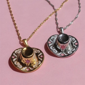 Western Style Jewelry Women Necklace Custom Stainless Steel Enamel Hat <b>Boots</b> Pendant Necklace - Product Image 2