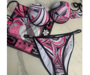 Nouveau STOCK 2 couleurs 3 pièces Maillot de bain de créateur sexy pour femme avec <span class=keywords><strong>bandeau</strong></span> et foulards de plage Push-up - Product Image 5