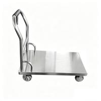 Chariot à plateau plat en acier inoxydable 201/304 avec roulettes silencieuses, chariot de transport robuste pour entrepôt et cuisine commerciale 1000 kg