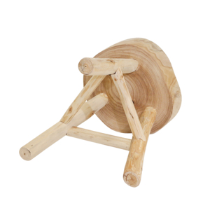 Sgabello Rotondo in Legno, Poggiapiedi Decorativo per Camera da Letto e Soggiorno, Arredo d'Accento - Product Image 4