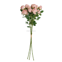 Bouquet de roses artificielles réalistes à 12 têtes, fleurs en soie roses, centre de table 68 cm, pour Noël, maison et bureau