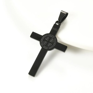 Ciondoli a croce di <span class=keywords><strong>San</strong></span> Benedetto in acciaio inossidabile per collane da donna e da uomo, ciondoli religiosi cattolici per la preghiera, amuleti, gioielli, regalo. - Product Image 5