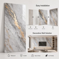 Panneau mural moderne en PVC anti-UV, étanche, blanc, noir, couleur marbre doré, motif floral, résistant à l'humidité, élégant, pour salle de bain et hôtel