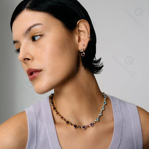 Ensemble de bijoux Gemnel Double Cœur, bague, bracelet, collier et boucles d'oreilles en zircon arc-en-ciel en argent sterling 925 - Product Image 2