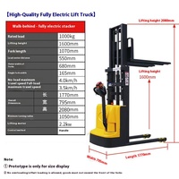 Livraison rapide gerbeur de palettes chariot élévateur électrique élévateur élévateur à palettes 1000kg 1500kg 2000kg gerbeur semi-électrique le moins cher