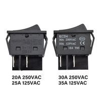 Saklar Tombol Tekan Rocker KCD4 12V 24V 220V 4 Pin Pengunci Elektrik On Off Tanpa Lampu 20A 30A DPST Merah Oranye Kuning Biru Hitam