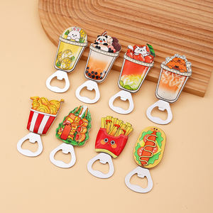 Abridor de Botellas con Forma Irregular de Dibujos Animados, Abridor de Refrigerador Creativo con Forma de Pollo Frito, Papas Fritas y Té con Leche - Product Image 1