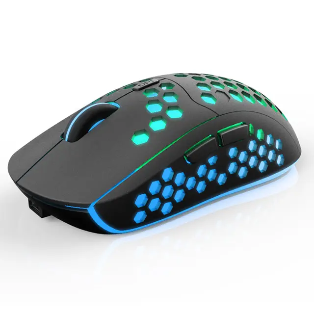 New Computer Accessories Honeycomb Shell Colorful Light Cordless Optical 2.4GHz Wireless Mouse For Laptop