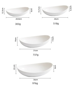 Nordic White Tableware Boat Shape Bowl Ceramic <b>Soup</b> Salad Pasta Bowls Oval Bowl for Catering Buffet of Hotel - Product Image 6