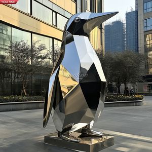 Hotel Dekoration Moderne große Spiegel polierte Edelstahl geometrische Pinguin Skulptur - Product Image 1