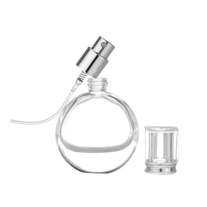 थोक लोकप्रिय ग्लास इत्र की बोतलें 25ml पारदर्शी फ्लैट दौर कांच की बोतल इत्र पंप स्प्रे के साथ टोपी - Product Image 4