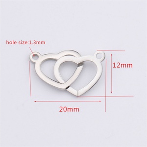 High Quality Stainless Steel Gold Plated Hollow Double <b>Heart</b> Shape Pendant Charms for Necklace - Product Image 4
