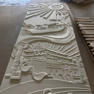 Mural <span class=keywords><strong>Relief</strong></span> Batu Marmer Putih Pola 3D LC Foam Keramik Dinding Pembatas Kampus Dinding Pintu Sambutan dengan Fitur Ukiran & Pahatan - Product Image 3