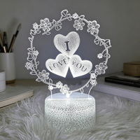 Veilleuse LED à illusion 3D RGB avec contrôle tactile, design de base fissurée, matériau ABS, alimentation USB 5V pour la décoration de la maison