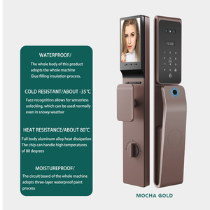 Serrure intelligente avec caméra de surveillance infrarouge HD, fabrication sur mesure, vente en gros, noir, moka, brun, carte NFC, empreinte digitale, veine palmaire - Product Image 5