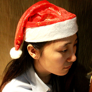 Chapeau de Noël doré à flocons de neige, chapeau de Noël en velours, chapeau de Noël pour adulte, chapeau de Noël - Product Image 1