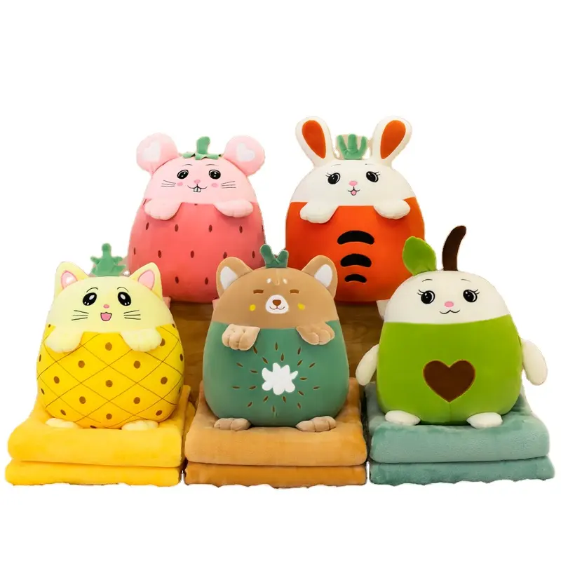 Lindo animal Serie 3 en 1 calentador de manos almohada niños regalo Oficina almohada conejo muñeca juguetes de peluche aire acondicionado manta almohada
