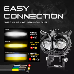 Phare antibrouillard LED pour moto Owl Design, nouveau design bicolore, 20W, avec indice <span class=keywords><strong>de</strong></span> protection IP67 et ajustement universel - Product Image 5