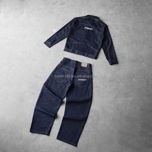 Custom Two Piece Set Denim Jacket and Jean <b>Pants</b> Fashion Design Japanese Denim Raw Fabric Jeans Suit High Quality Denim Set Men - Product Image 2