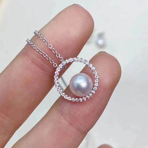 S925 Silver DIY <b>Pearl</b> Accessories Empty Tray with Small Flower Pendant and Earnail Fashion Style 9204 <b>Jewelry</b> <b>Set</b> - Product Image 2