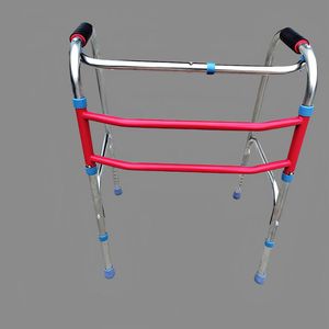 Stainless Steel Walking Aid Red Height Adjustable Anti Slip Folding <b>Walker</b> For <b>Elderly</b> Rehabilitation Equipment - Product Image 1