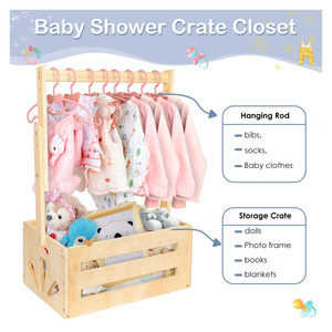 Bé thùng gỗ Giỏ bé lưu trữ Crate Closet với xử lý có thể điều chỉnh giỏ cho bé tắm quà tặng món quà chào đón cho trẻ sơ sinh - Product Image 5