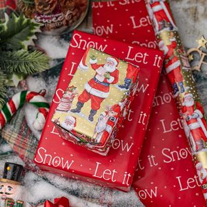 Papel de regalo navideño Burymento de 17 pulgadas x 32.8 pies, diseño reversible de Papá Noel, papel de regalo para manualidades navideñas - Product Image 5