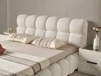 Lit de rangement rembourré en tissu style bouffant français, tailles Queen et King, sur mesure, OEM, mobilier de chambre à coucher, vente en gros