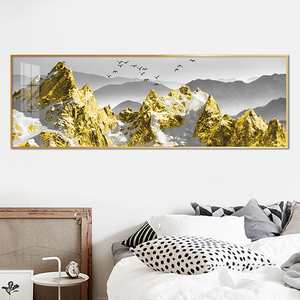 <span class=keywords><strong>Montagnes</strong></span> de neige dorées et oiseaux volants peintures de paysage et art mural pour chambre et décoration intérieure impression sur toile affiche - Product Image 5