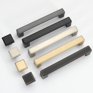 Black handle cabinet wardrobe shoe cabinet porch cabinet door handles aluminum alloy pulls cupboard door knobs