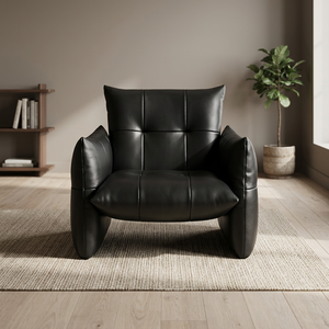 Modern Black Leather Tufted Armchair Contemporary Design Living Room Furniture Leisure Chair - Product Image 2