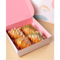 Boîte d'emballage en papier personnalisée de qualité alimentaire rose pour croissants, sushis, pâtisseries, chocolats, traiteur