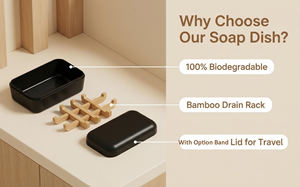 Scatola Porta Sapone Biodegradabile <span class=keywords><strong>da</strong></span> Viaggio in Bambù con Coperchio per Bagno, Shampoo, Balsamo, Piatti, Casa, Doccia, <span class=keywords><strong>Esterno</strong></span>, Escursioni e Campeggio - Product Image 6