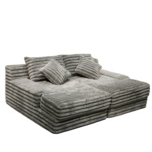 Ensemble de canapés sectionnels carrés modernes et minimalistes en tissu, garnis de mousse, canapé paresseux pour salon, design européen et chinois - Product Image 6