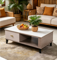 Ensemble Table Basse et Meuble TV de Luxe Personnalisé, Design Simple, Meubles de Salon avec Rangement, Prix de Gros, Matériau MDF