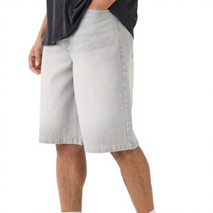 Shorts Bermuda Homme Gris Clair Uni Taille Mi-Haute Fermeture Élastique Décontracté Coton Toile Respirant 5 Poches - Product Image 1
