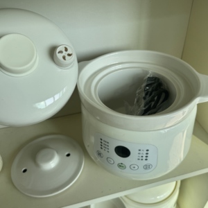 mcdou Petit appareil de cuisine en céramique, cuiseur à riz noir, blanc et brun, cuiseur lent pour aliments pour bébés, marmite à ragoût - Product Image 5