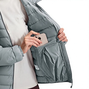 Veste matelassée pour femme, manches longues, col montant, fermeture éclair, vêtement d'extérieur d'hiver, gris, polyester, design - Product Image 6