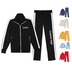 Benutzer definiertes Logo Sportswear Zipper Jacket Sweat suit Einfarbige Jogger-Sets für Herren Trainings kleidung Zweiteilige Trainings anzüge