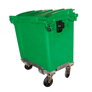 Cubo de basura municipal de 1100l con base de hierro reforzado, diseñado para la recolección de residuos de gran volumen, adecuado - Product Image 3