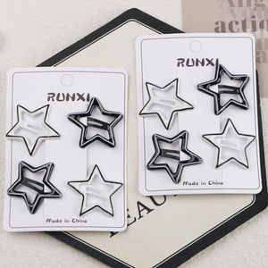 Korean Black and White Hollow <b>Star</b> Sweet Cool Simple Versatile Girl Bangs Hair <b>Clip</b> Yiwu Wholesale - Product Image 2