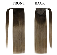 Extensions de cheveux naturels en queue de cheval, couleur ombrée, à enrouler, en cheveux Remy, avec clip, pour femmes, vente en gros