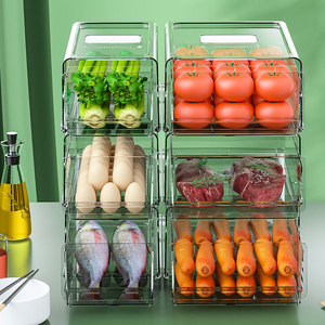 Organizador de Plástico Transparente para Refrigerador, Cajón Apilable para Almacenamiento de Alimentos y Vegetales, Contenedor para Congelador - Product Image 4